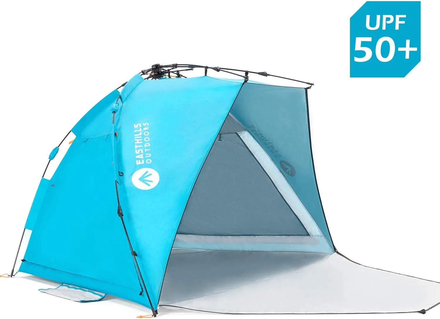 Easthills Outdoors Coastview Ultra XL 4-6 Person Family Beach Tent Quick Setup Instant Anti UV Double Silver Coated Sun Shelter with Extended Floor & Big Window Pacific Blue