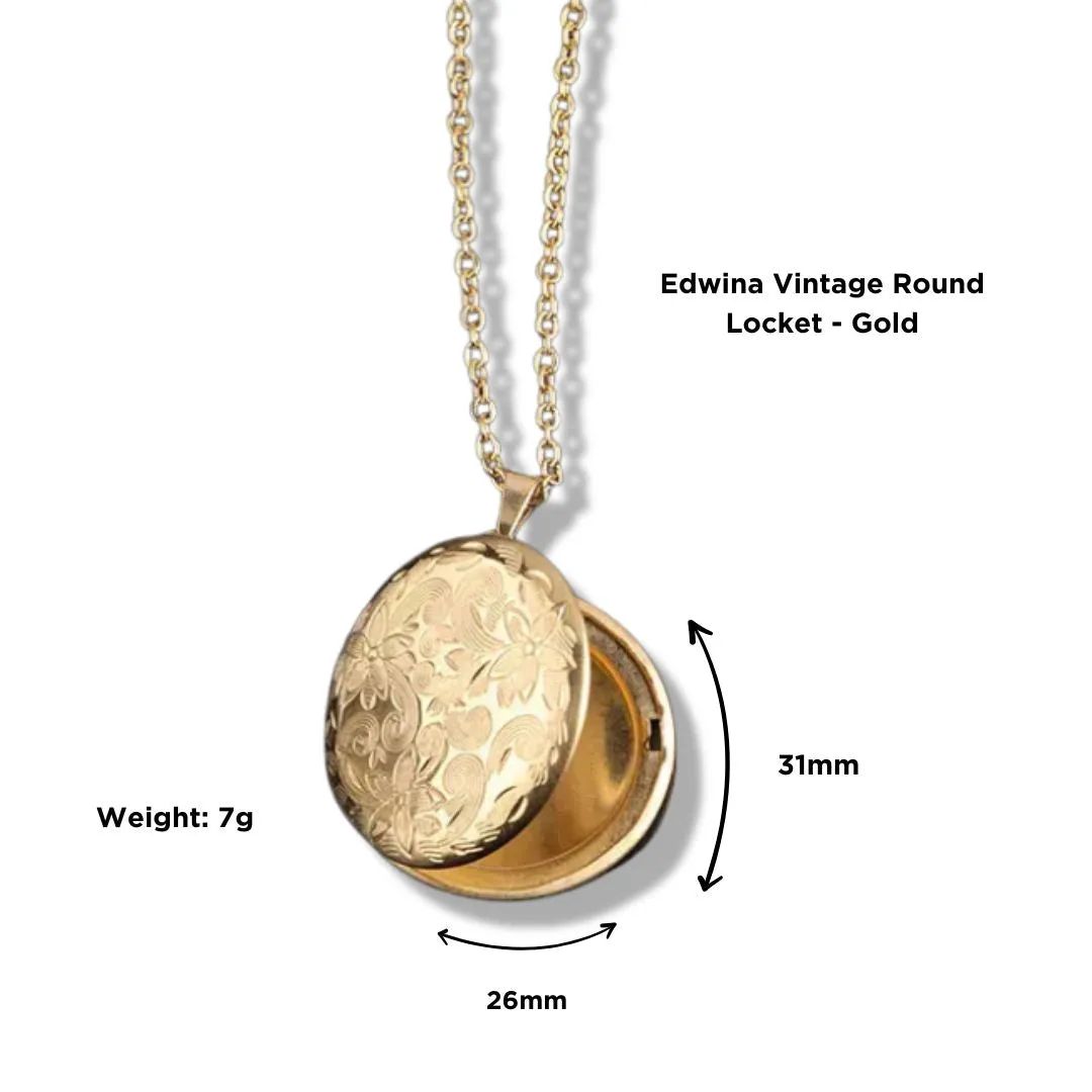 Edwina Vintage Round Locket - Gold