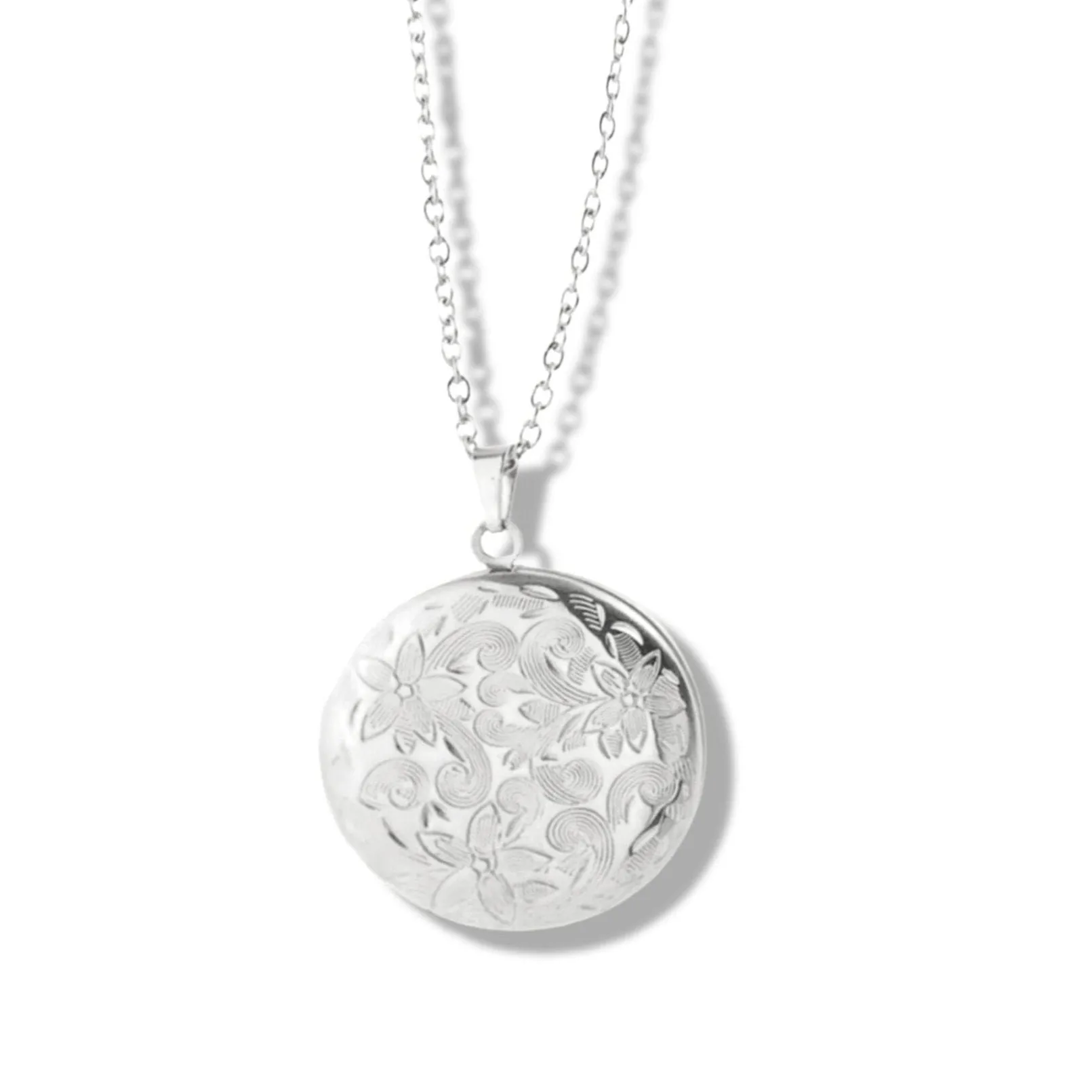 Edwina Vintage Round Locket - Silver