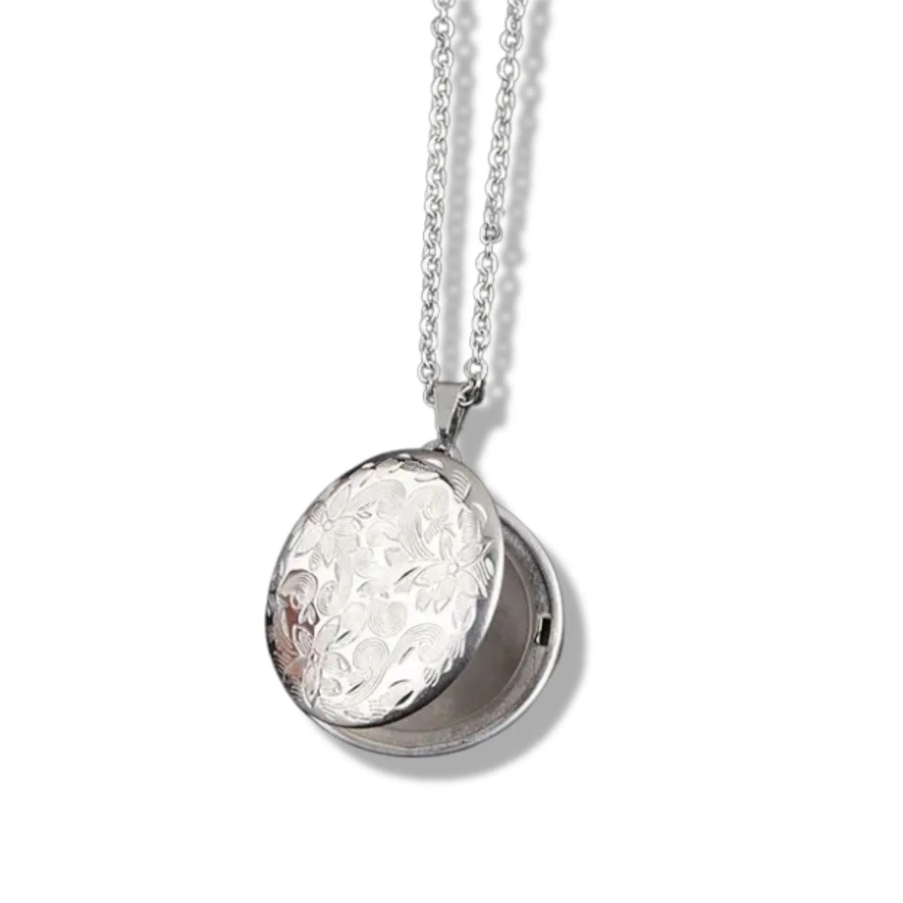 Edwina Vintage Round Locket - Silver