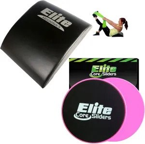 Elite Sportz Core Sliders & Ab Mat | High Density Foam Sit Up Mat with Band & 2 Dual Sided Gliding Discs for Full Body Workout | Home Gym & Fitness Equipment for Abs, Obliques, Core & Back Support