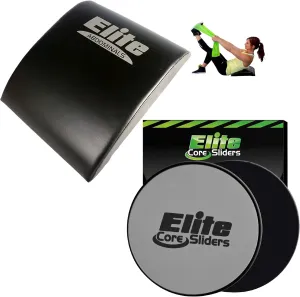 Elite Sportz Core Sliders & Ab Mat | High Density Foam Sit Up Mat with Band & 2 Dual Sided Gliding Discs for Full Body Workout | Home Gym & Fitness Equipment for Abs, Obliques, Core & Back Support