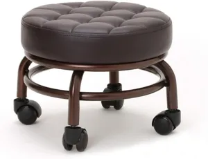 Elitzia Pedicure Foot Stool Beauty Salon SPA Foot Bath Footstool Two Color Optional Thick Support Seat Quality Wheels ET28500（Dark Brown）