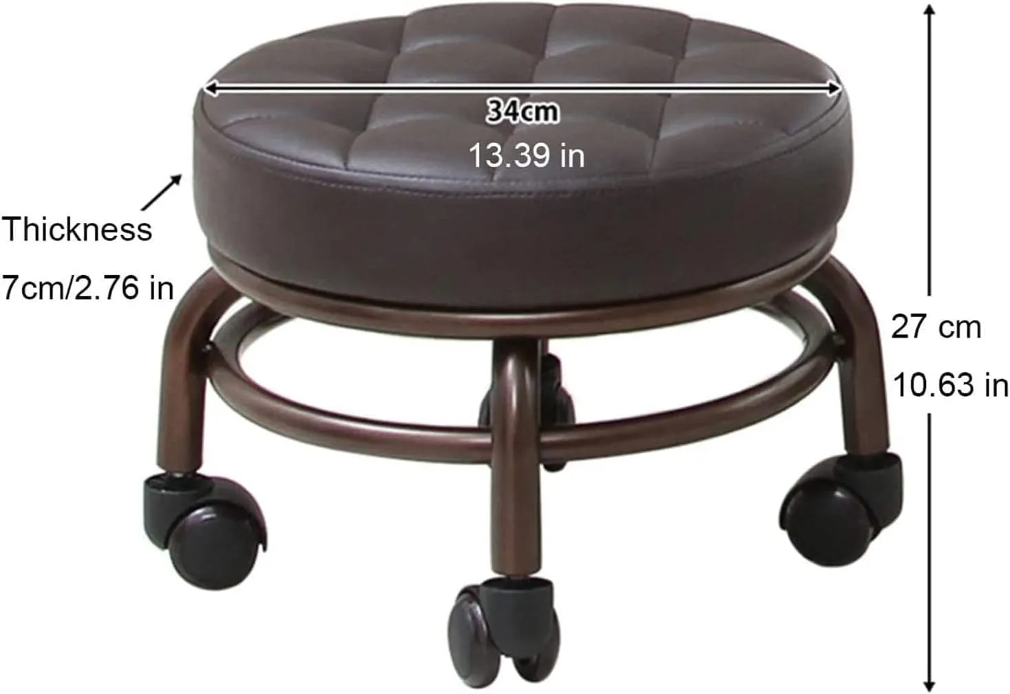 Elitzia Pedicure Foot Stool Beauty Salon SPA Foot Bath Footstool Two Color Optional Thick Support Seat Quality Wheels ET28500（Dark Brown）