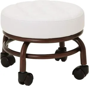 Elitzia Pedicure Stool Beauty Salon Foot Bath Footstool Two Colors Optional ET28499 White Colour Thick Foam Support Quality Wheels
