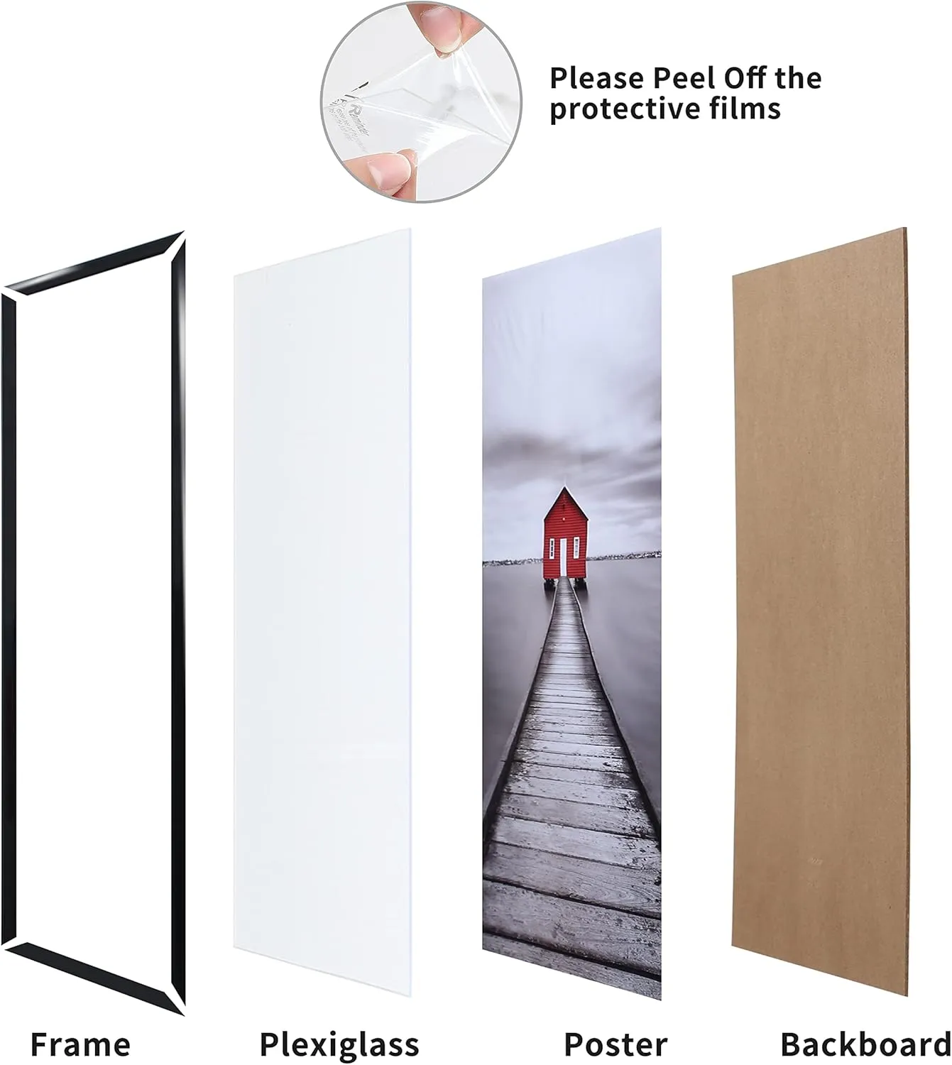 ELSKER&HOME 22.375 x 34 Poster Frame 3 Pack, Black Picture Frame for Horizontal or Vertical Wall Mounting, Sturdy and Scratch-proof