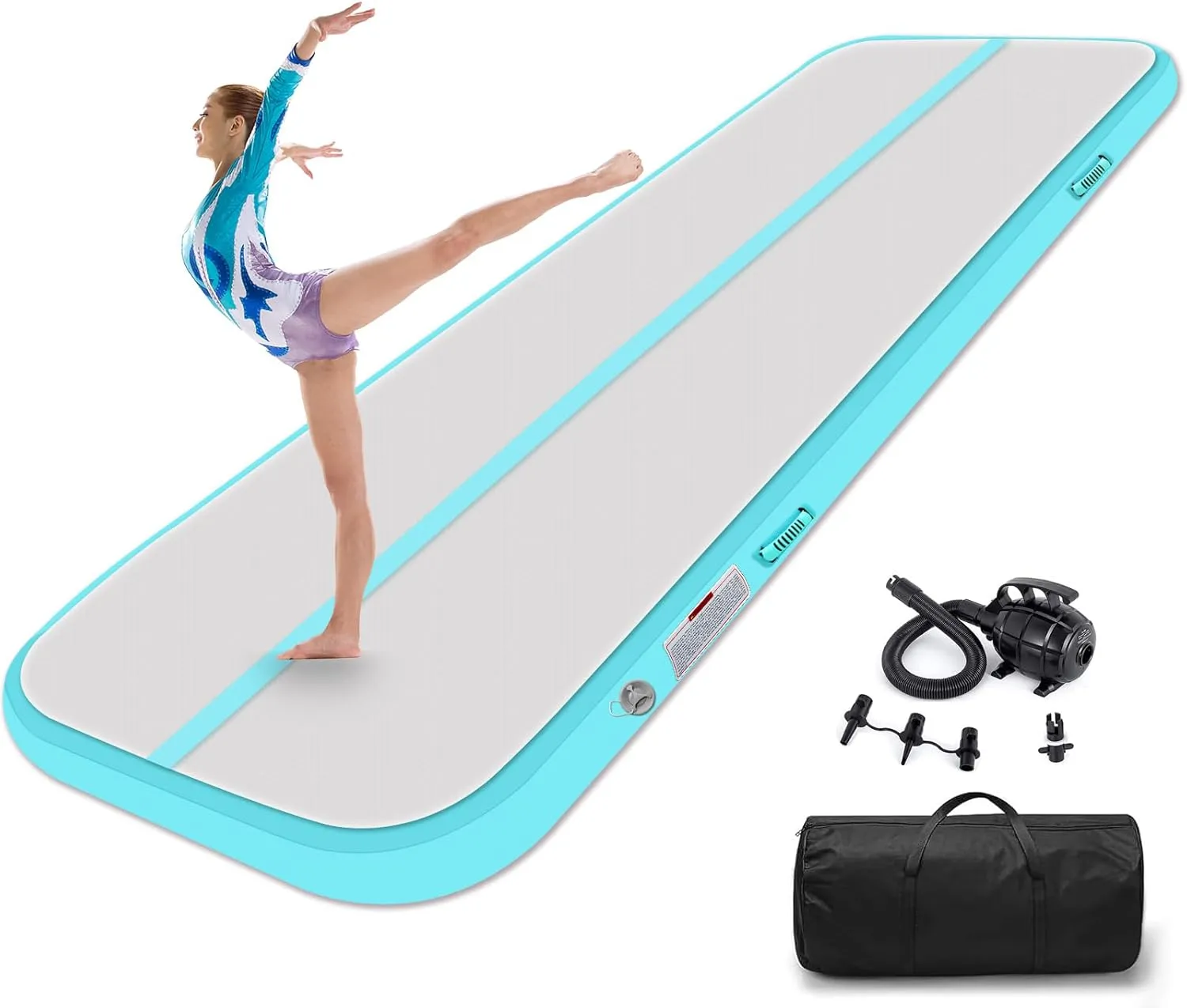 Estgora Tumble Track Mats For Gymnastics 20ft 16ft 13ft 10ft 6.6ft Gymnastics Mat For Tumbling 4/8 Inch Thick Inflatable Air Tumbling Matts For kids Home Use Pool Cheerleading with 600W Electric Pump