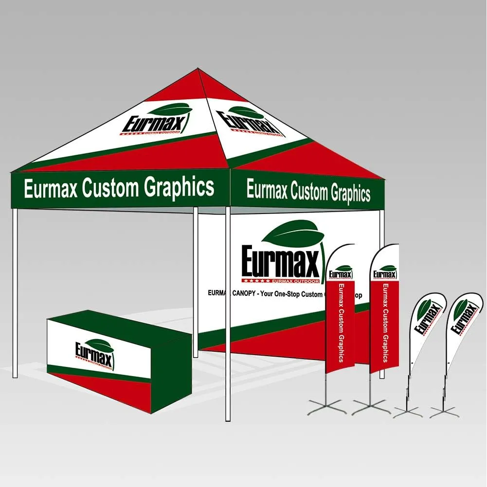Eurmax USA 10'x10' Pop-up Canopy Tent Commercial Instant Canopies with 4 Removable Zipper End Side Walls and Roller Bag, Bonus 4 SandBags(Purple)