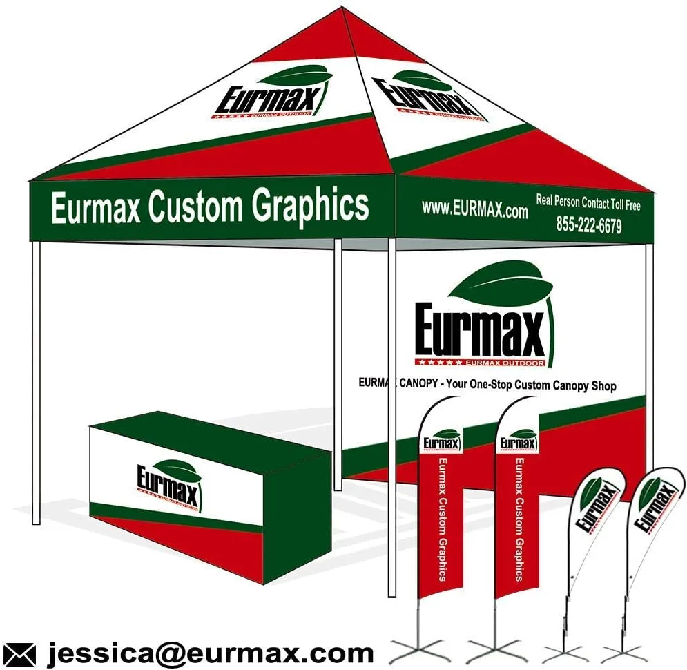 Eurmax USA 10'x10' Pop-up Canopy Tent Commercial Instant Canopies with 4 Removable Zipper End Side Walls and Roller Bag, Bonus 4 SandBags(White)