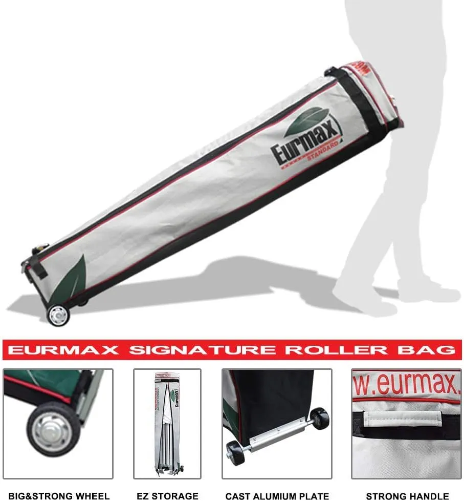 Eurmax USA 10'x10' Pop-up Canopy Tent Commercial Instant Canopies with 4 Removable Zipper End Side Walls and Roller Bag, Bonus 4 SandBags(White)
