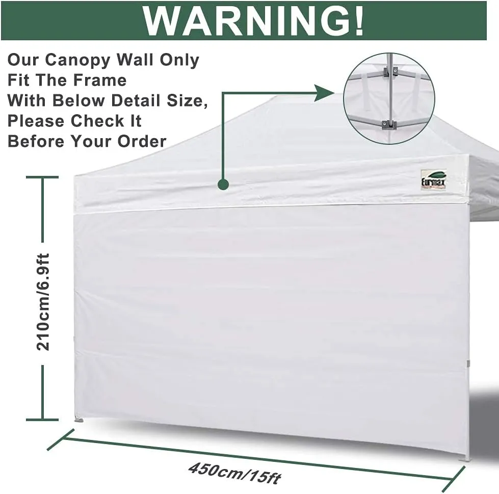 Eurmax USA Instant Canopy SunWall Camping Tent Tarp Shelter 10x15 Canopy Wall Sidewall Canopy Tent Sidewalls for Pop Up Canopy Tent,1 Pack Sidewall Only(White)
