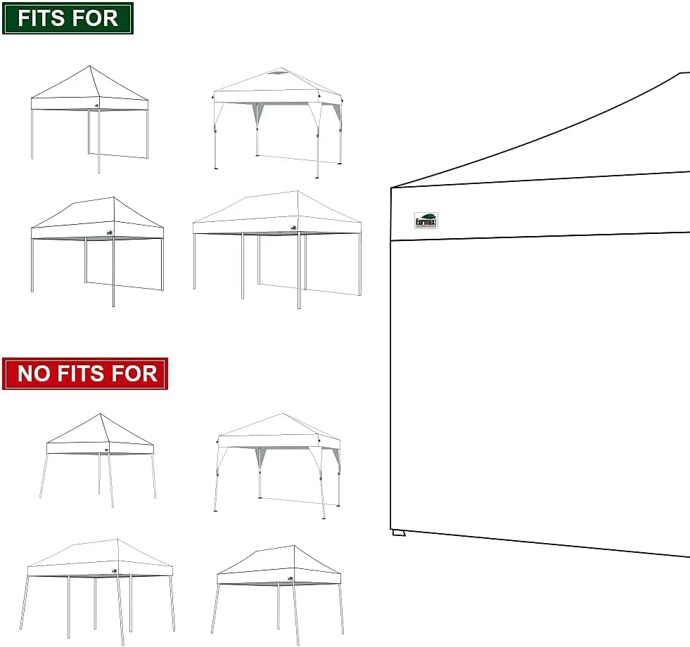 Eurmax USA Instant Canopy SunWall Camping Tent Tarp Shelter 10x15 Canopy Wall Sidewall Canopy Tent Sidewalls for Pop Up Canopy Tent,1 Pack Sidewall Only(White)