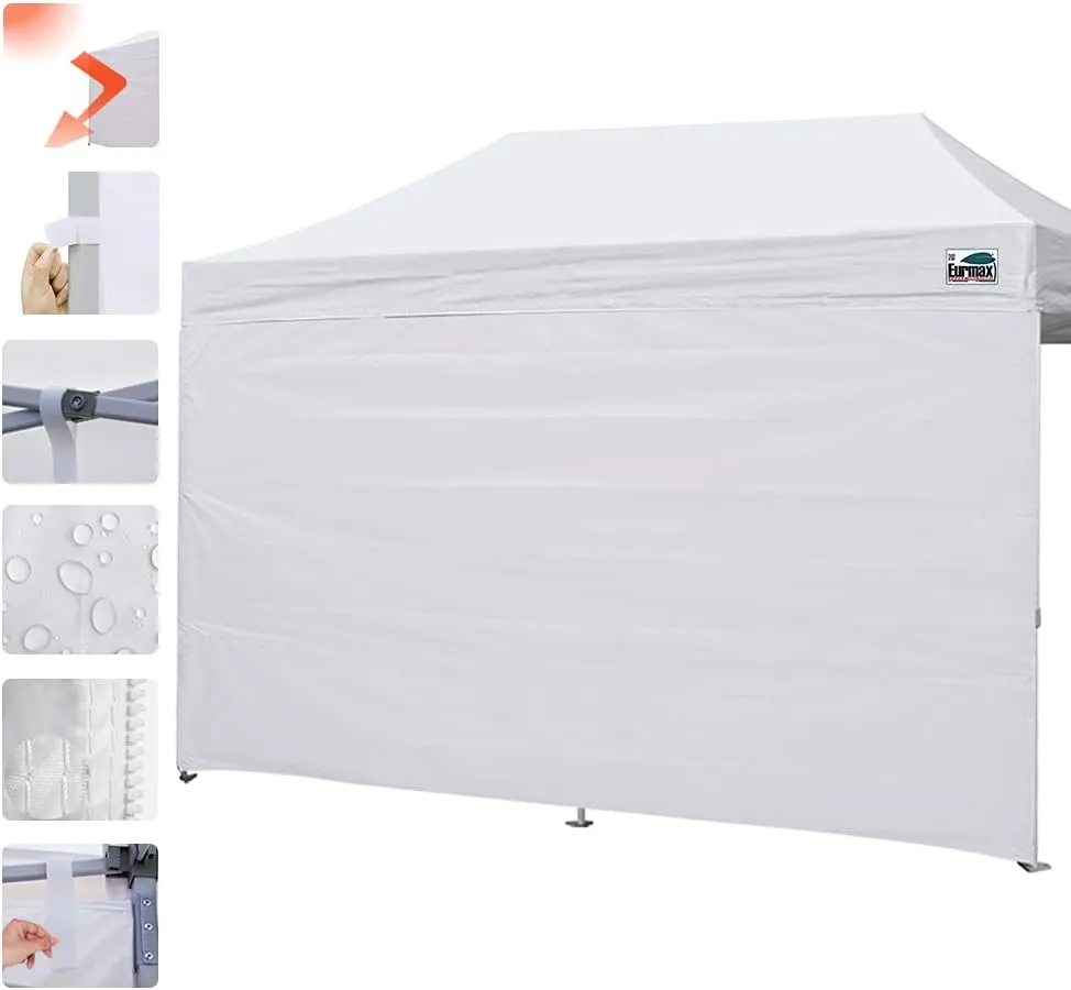 Eurmax USA Instant Canopy SunWall Camping Tent Tarp Shelter 10x15 Canopy Wall Sidewall Canopy Tent Sidewalls for Pop Up Canopy Tent,1 Pack Sidewall Only(White)