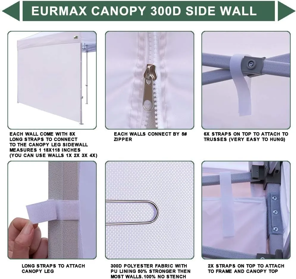 Eurmax USA Instant Canopy SunWall Tent Sidewalls for 10x10 Pop Up Canopy Tent,1 Pack Sidewall Only(Beige)