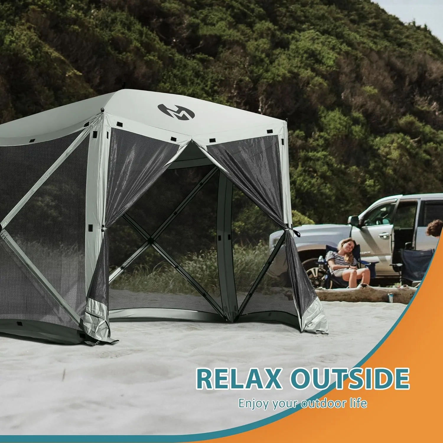 Exacme Portable Gazebo Pop up Tent for Camping, Outdoor Four Sides Pop-up Clam Screen Tent with Canopy Shelter, 1024 (5PC, Silver Grey)