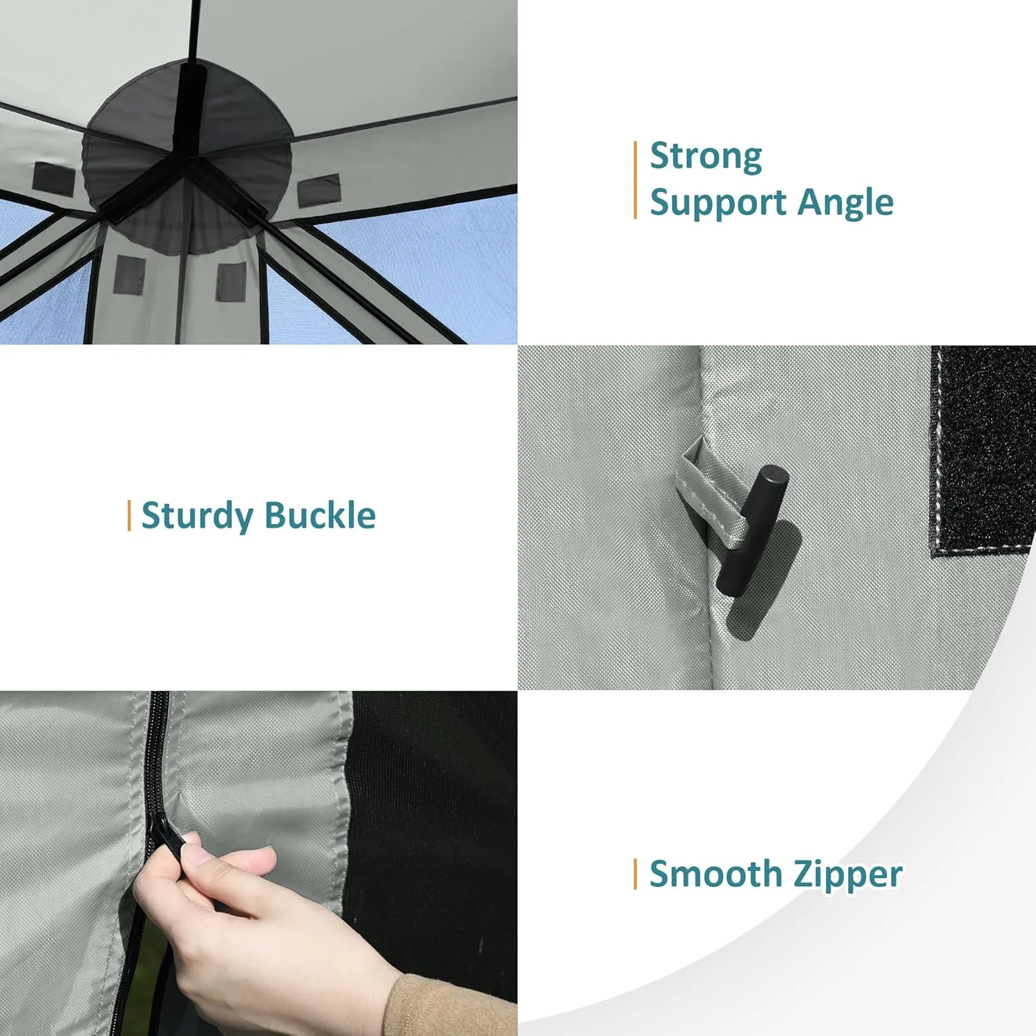 Exacme Portable Gazebo Pop up Tent for Camping, Outdoor Four Sides Pop-up Clam Screen Tent with Canopy Shelter, 1024 (5PC, Silver Grey)