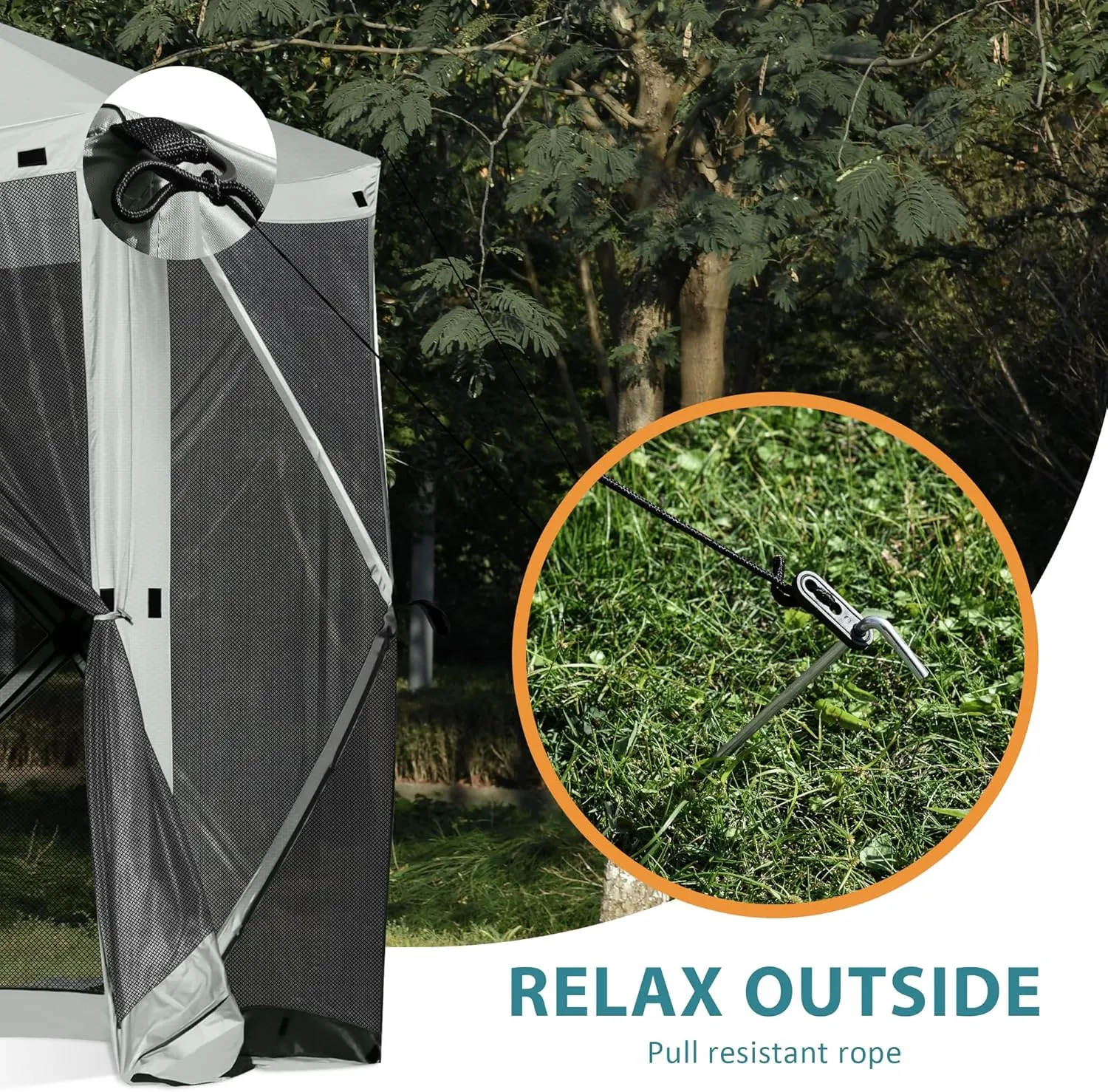 Exacme Portable Gazebo Pop up Tent for Camping, Outdoor Four Sides Pop-up Clam Screen Tent with Canopy Shelter, 1024 (5PC, Silver Grey)