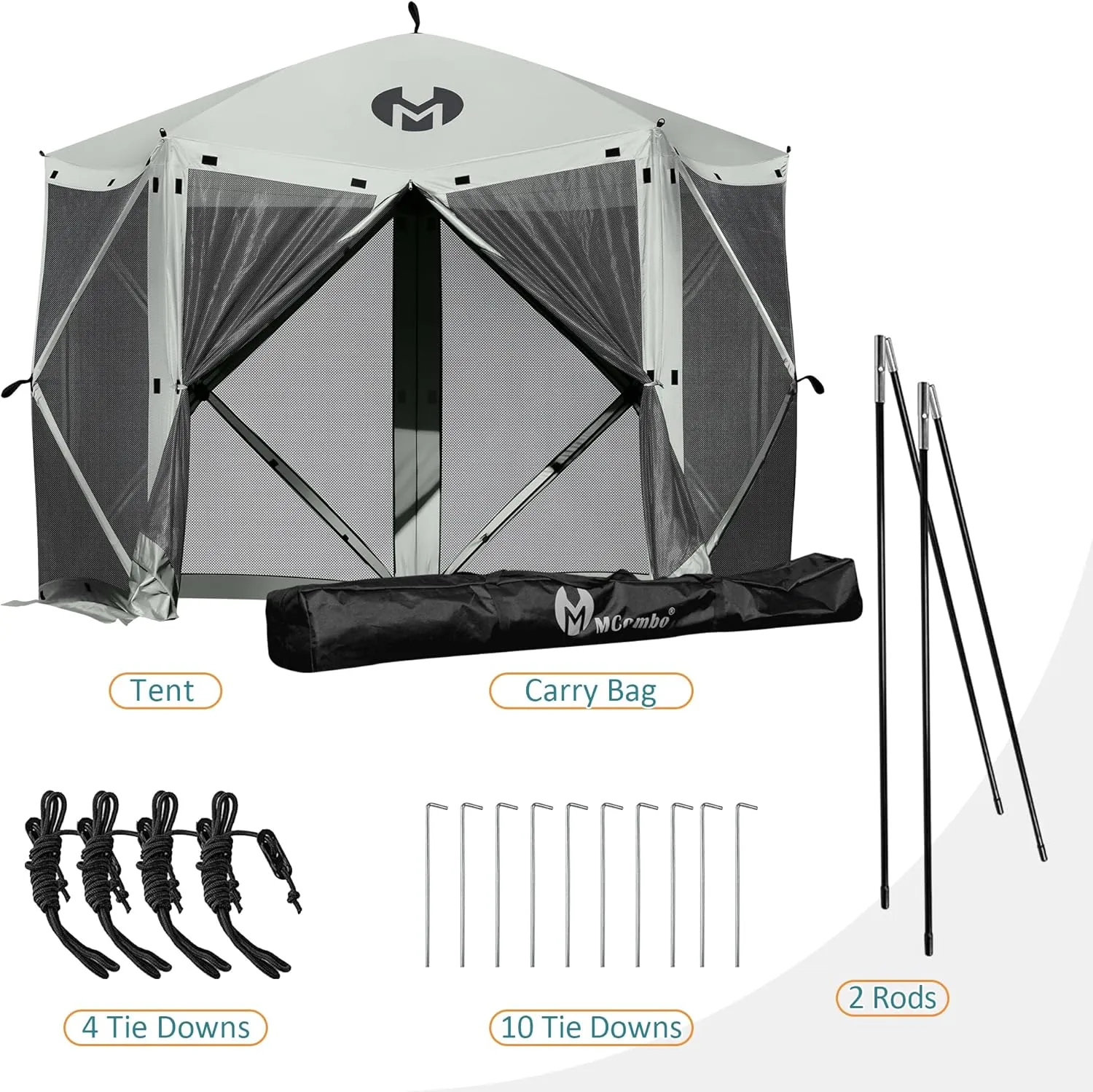Exacme Portable Gazebo Pop up Tent for Camping, Outdoor Four Sides Pop-up Clam Screen Tent with Canopy Shelter, 1024 (5PC, Silver Grey)