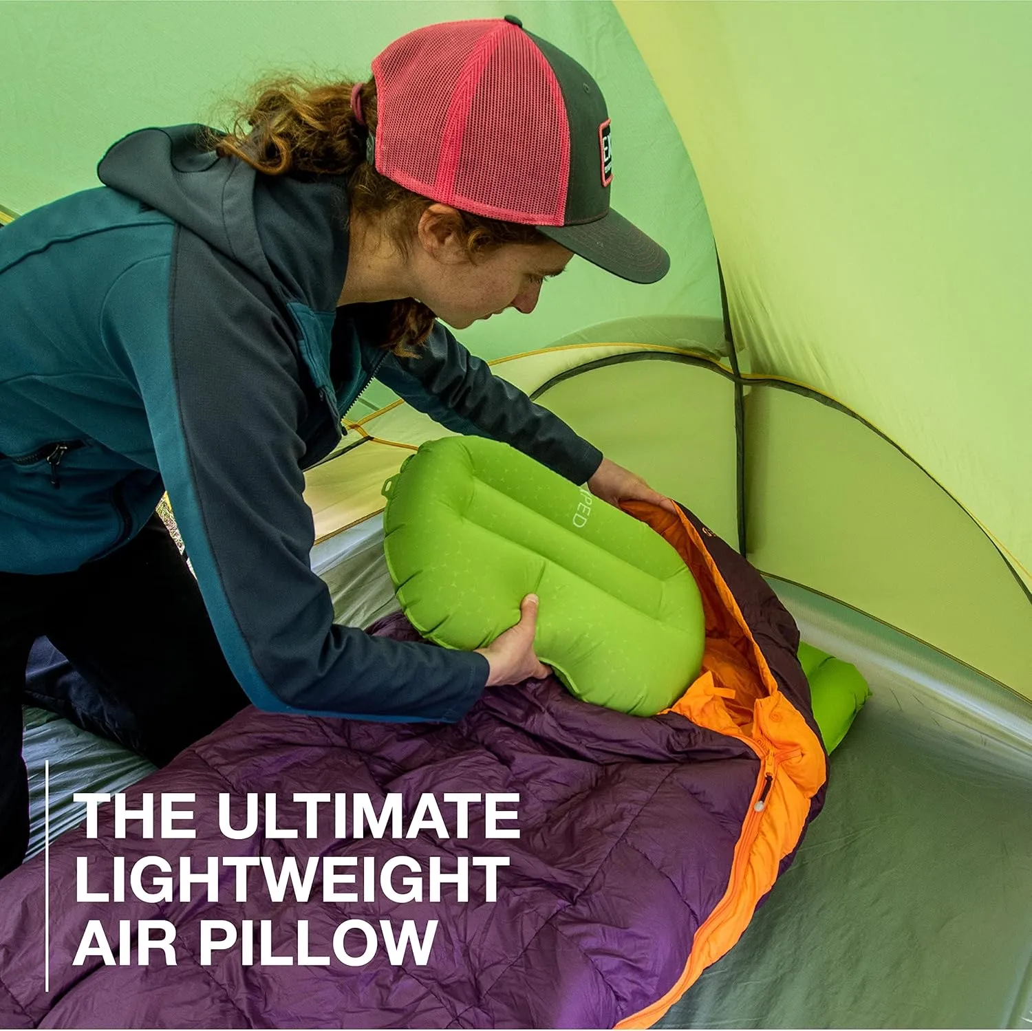 Exped Ultra Pillow - Premium Ultralight Inflatable Compact Camping & Backpacking Pillow, Lichen, Medium