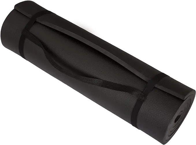Extra-Thick Yoga Mat - Durable Comfort Non-Slip Foam Workout Mat for Fitness, Pilates, and Floor Exercises with Carrying Strap by Wakeman