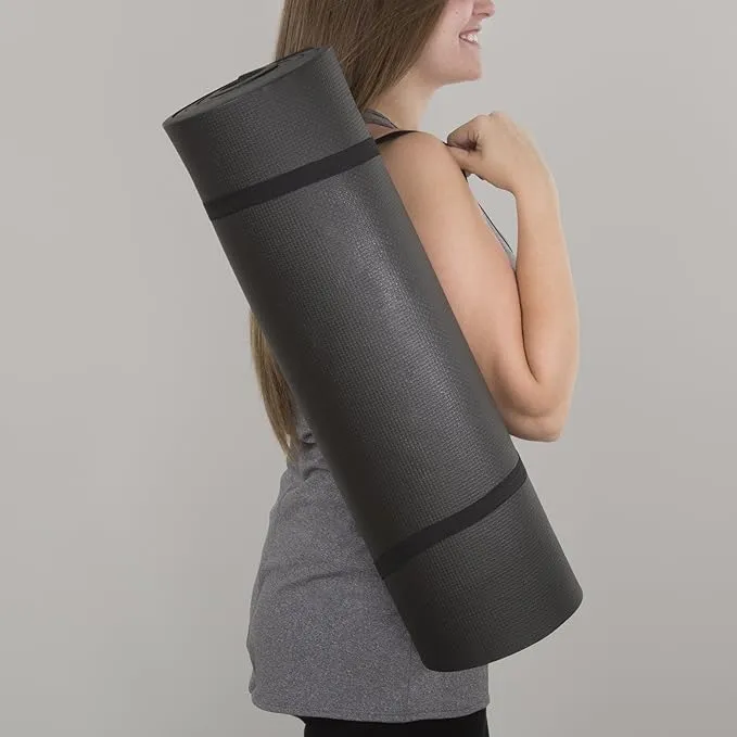 Extra-Thick Yoga Mat - Durable Comfort Non-Slip Foam Workout Mat for Fitness, Pilates, and Floor Exercises with Carrying Strap by Wakeman
