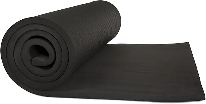 Extra-Thick Yoga Mat - Durable Comfort Non-Slip Foam Workout Mat for Fitness, Pilates, and Floor Exercises with Carrying Strap by Wakeman