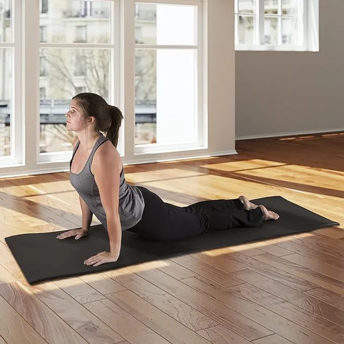 Extra-Thick Yoga Mat - Durable Comfort Non-Slip Foam Workout Mat for Fitness, Pilates, and Floor Exercises with Carrying Strap by Wakeman