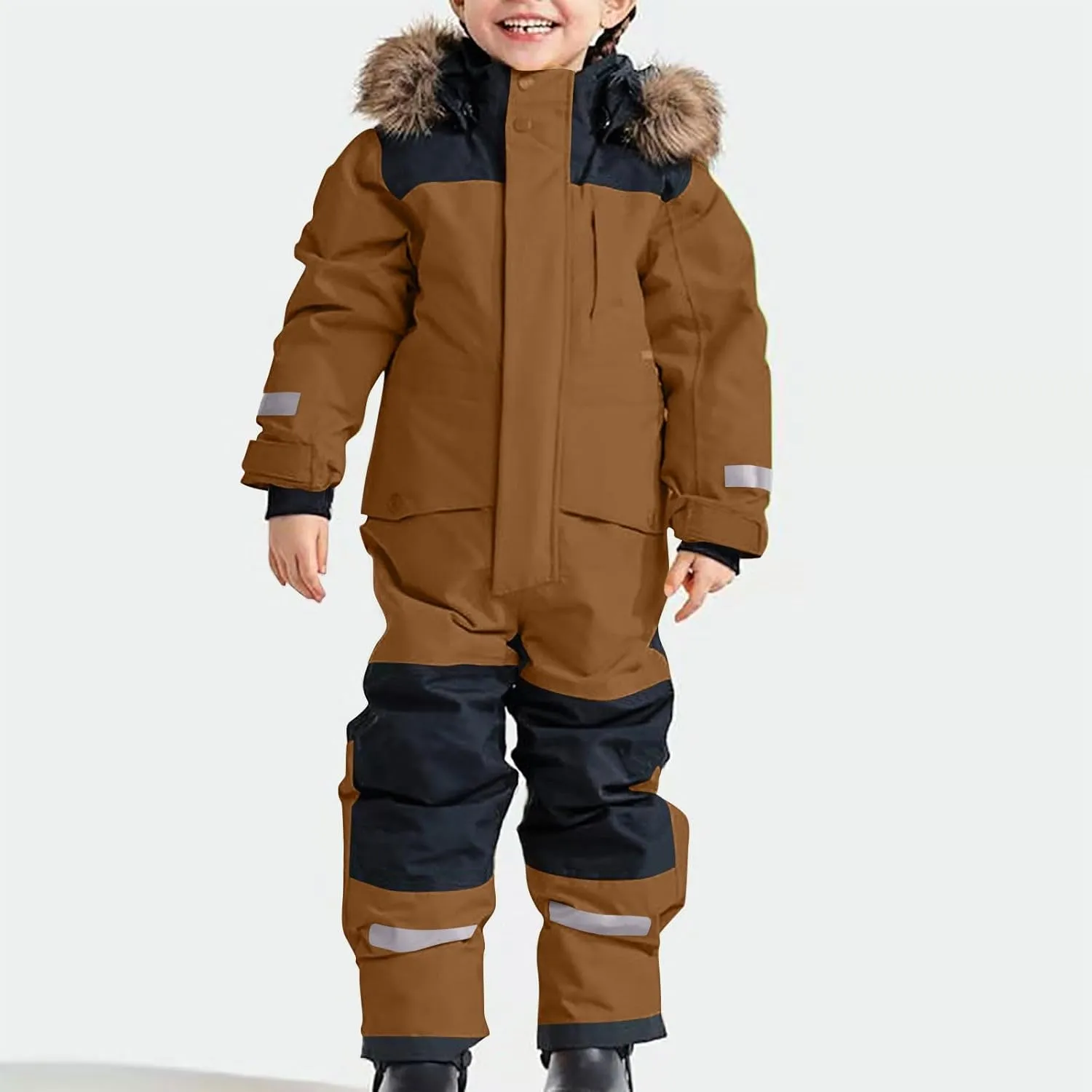 fartey Toddler Snow Suit Kids Girls Boys One Piece Snowsuits Winter Outdoor Ski Snowboard Bibs Waterproof Windproof Overalls