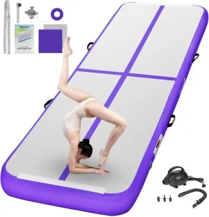 FBSPORT 13ft Inflatable Air Gymnastics Mat Training Mats 8 inches Thickness Gymnastics Tracks for Home Use/Training/Cheerleading/Yoga/Water with Pump