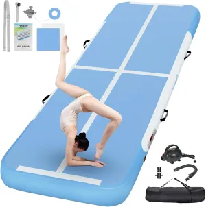 FBSPORT Inflatable Air Gymnastics Mat Training Mats 4/8 inches Thickness Gymnastics Tracks for Home Use/Training/Cheerleading/Yoga/Water with Pump