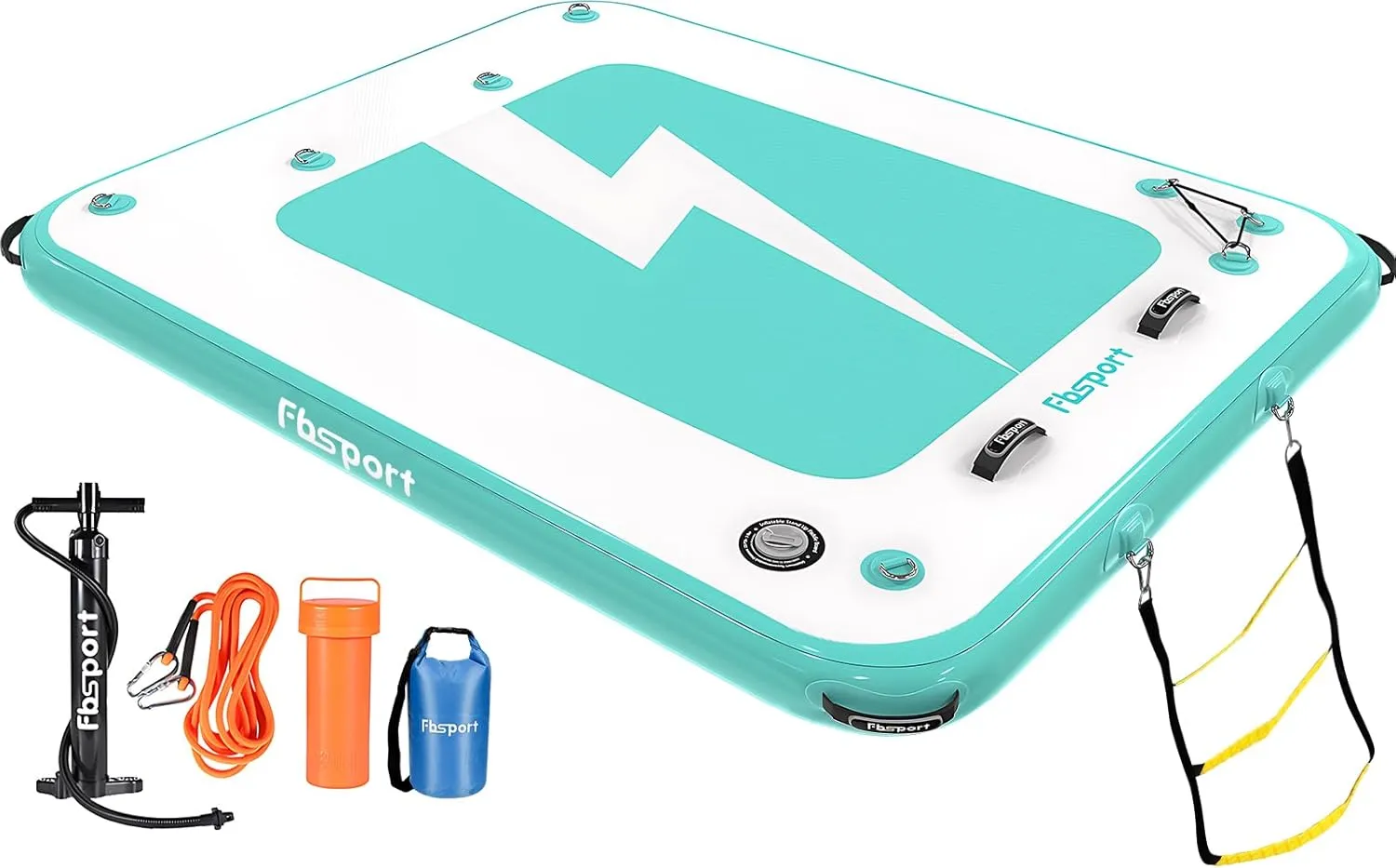 FBSPORT Inflatable Floating Dock, 10ft 8ft 6ft Inflatable Air Dock Platform Floating Island Raft with Non-Slip Surface, Inflatable Water Floating Dock Mat for Lake Pool Beach Ocean