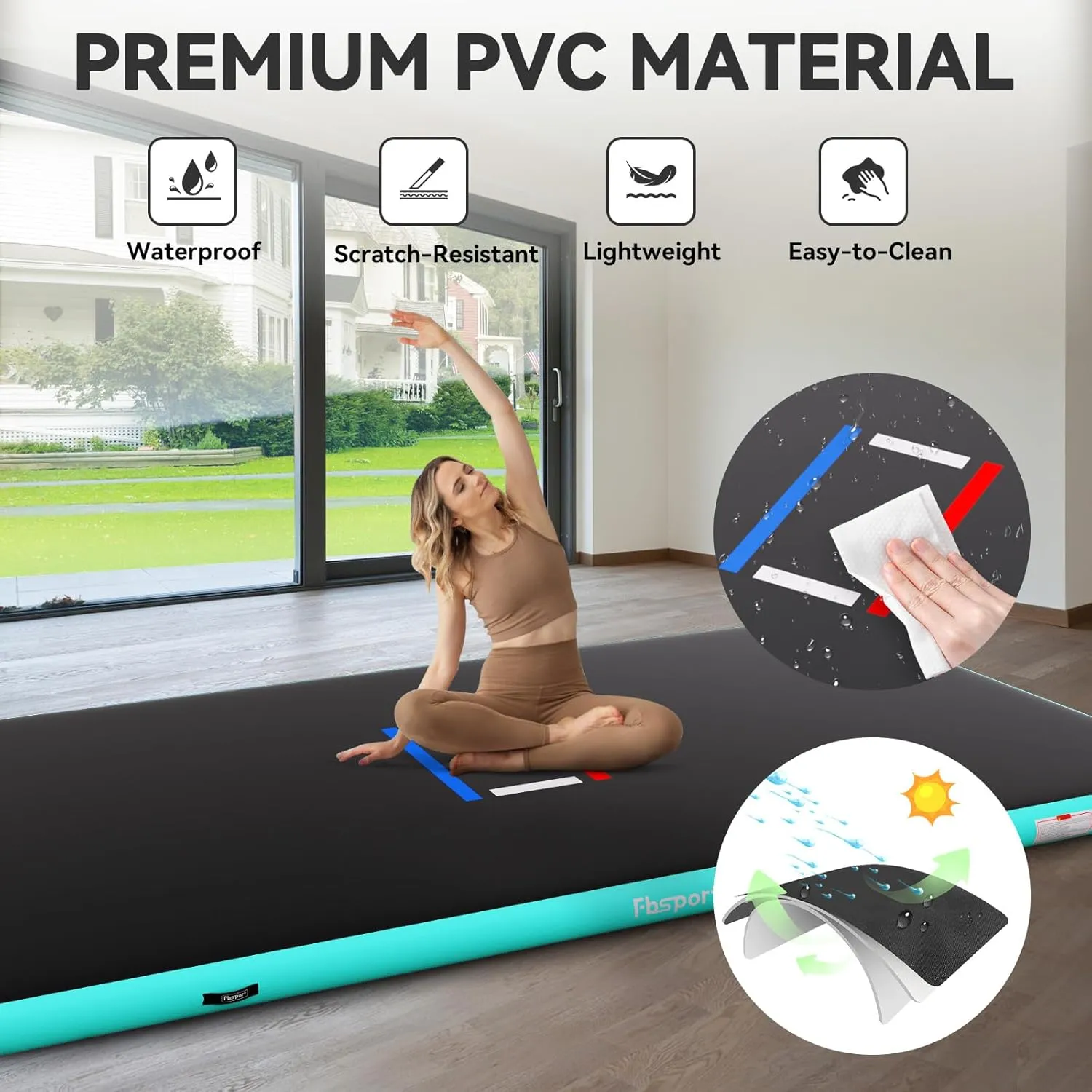 FBSPORT Inflatable Wrestling Mat 13ft /10ft /5ft, Outdoor and Indoor PVC Jiu Jitsu Mats, Gymnastics Training Mat Foldable for BJJ, MMA, Martial Art, Boxing, Grappling and Judo
