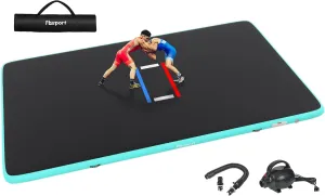 FBSPORT Inflatable Wrestling Mat 13ft /10ft /5ft, Outdoor and Indoor PVC Jiu Jitsu Mats, Gymnastics Training Mat Foldable for BJJ, MMA, Martial Art, Boxing, Grappling and Judo