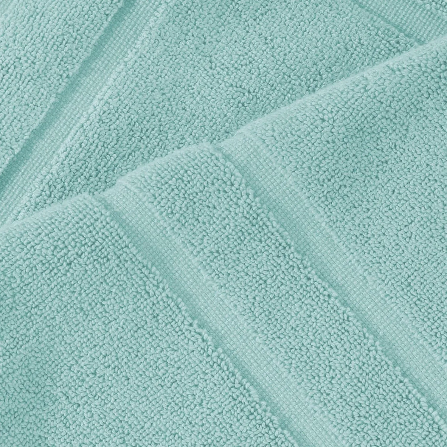 Feather & Stitch 2 Piece Towel Like Bath Mats (30x21 Inch) 100% Cotton Terry Mat for Hotel, Spa, Shower Floor Mats [NOT A Bathroom Rug], Soft Absorbent Washable Mats - Sea Foam