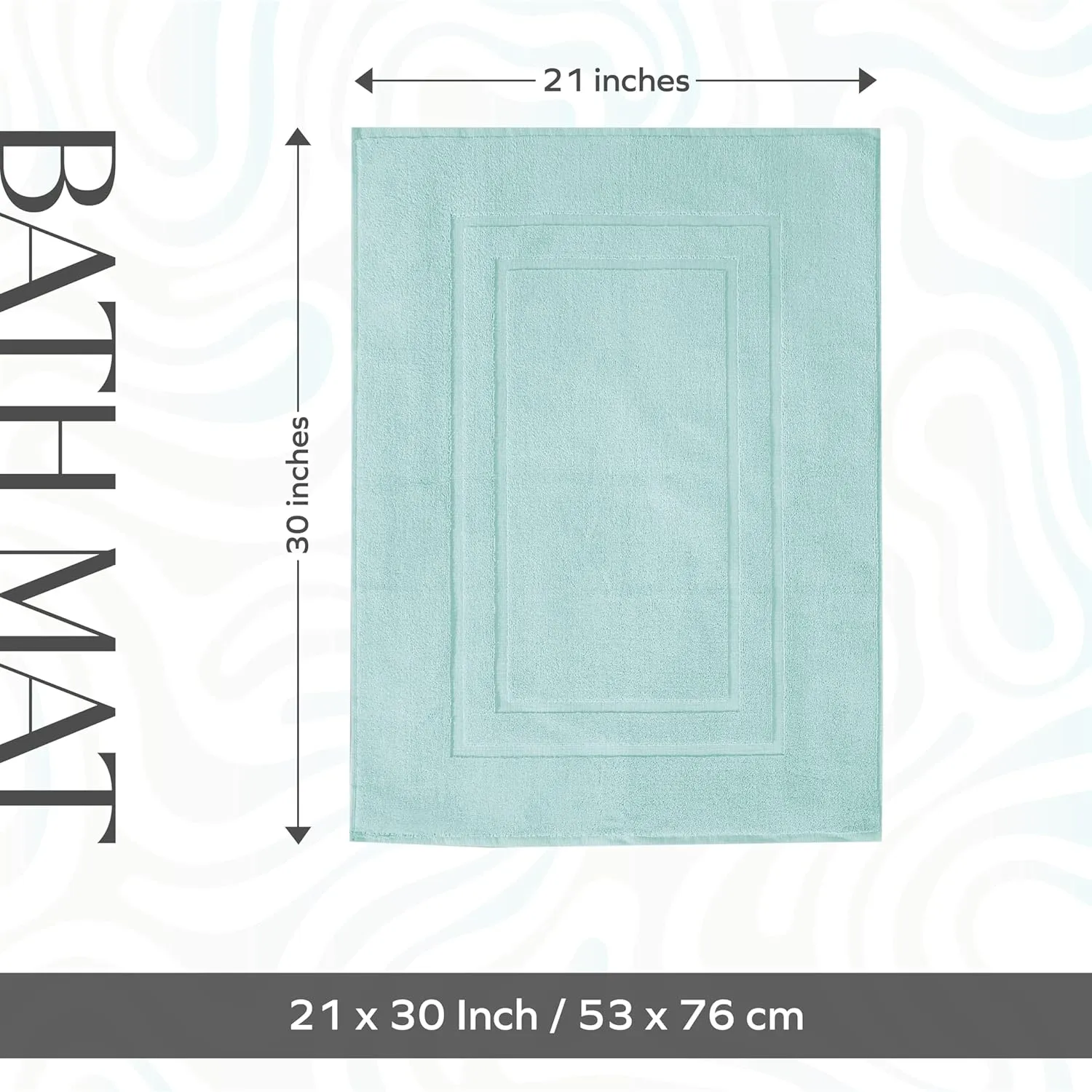 Feather & Stitch 2 Piece Towel Like Bath Mats (30x21 Inch) 100% Cotton Terry Mat for Hotel, Spa, Shower Floor Mats [NOT A Bathroom Rug], Soft Absorbent Washable Mats - Sea Foam
