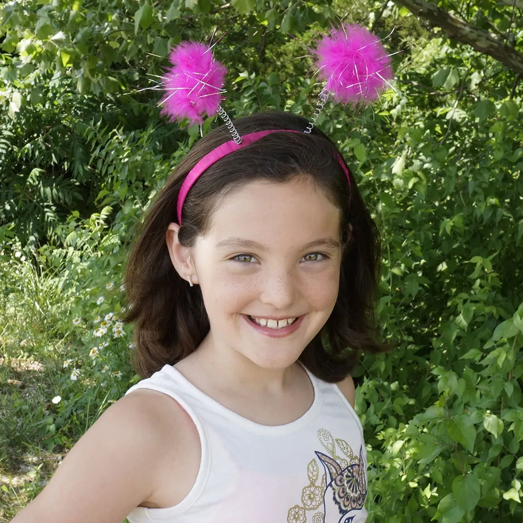 Feather Antenna Costume Headband Accessory - Shocking Pink Halloween/Cosplay/Dress-Up