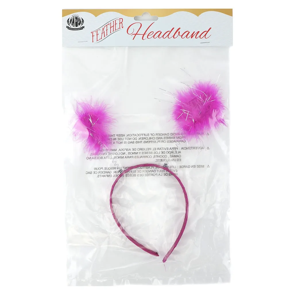 Feather Antenna Costume Headband Accessory - Shocking Pink Halloween/Cosplay/Dress-Up