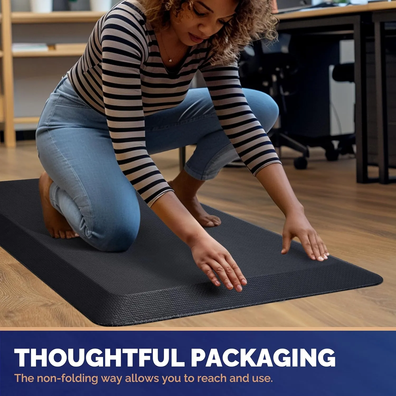 FEATOL Extra Thick Anti Fatigue Mat Floor Mat (20" x 39", Black), Standing Office Desk Mat Memory Foam Cushioned Anti Fatigue Ergonomic Kitchen Mats Comfort Standing Pad NOT PVC 9/10 Inch Thick