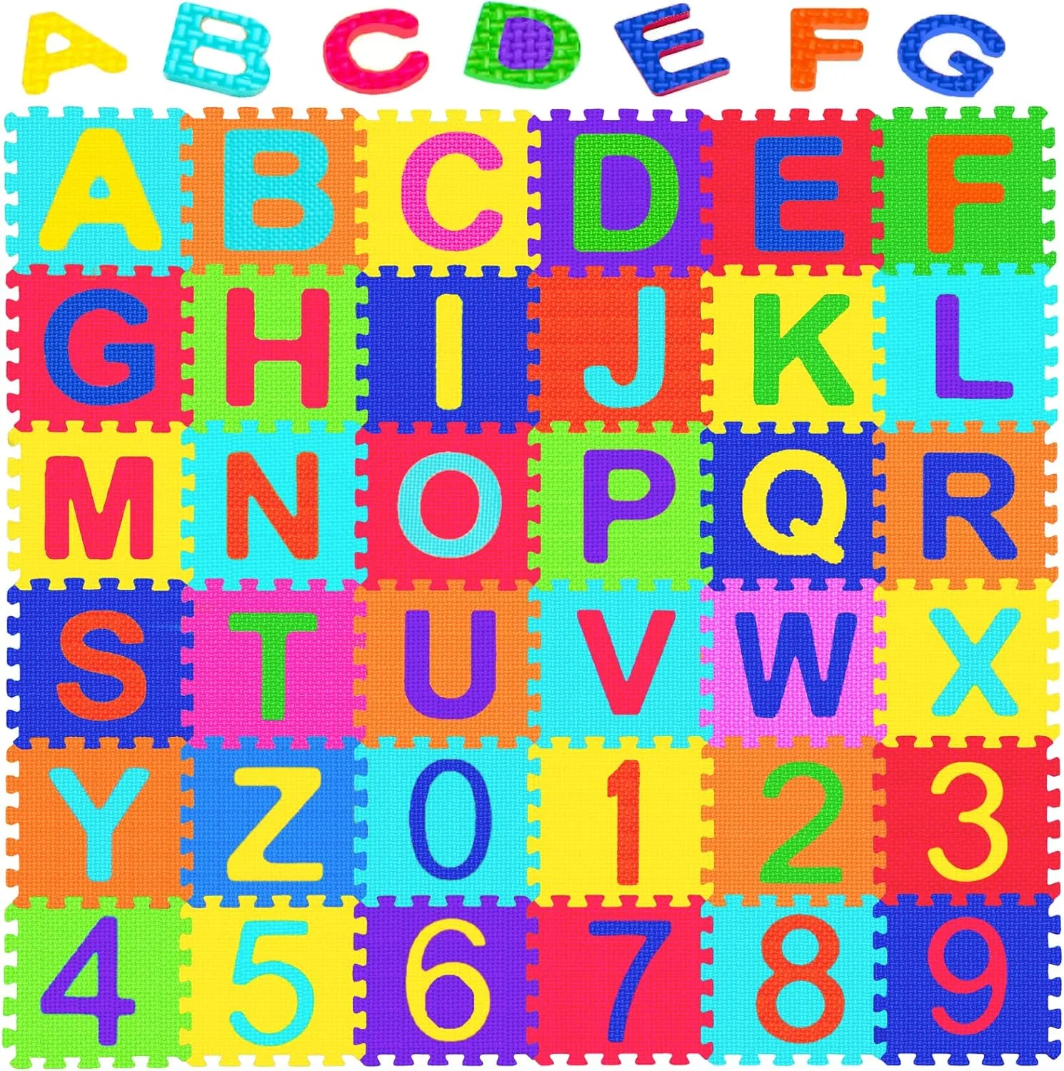 Febyyer 36 Tiles Children’s Foam Puzzle Mat, Play Mat, Play Rug with Letters of The Alphabet and Numbers(Random Color)
