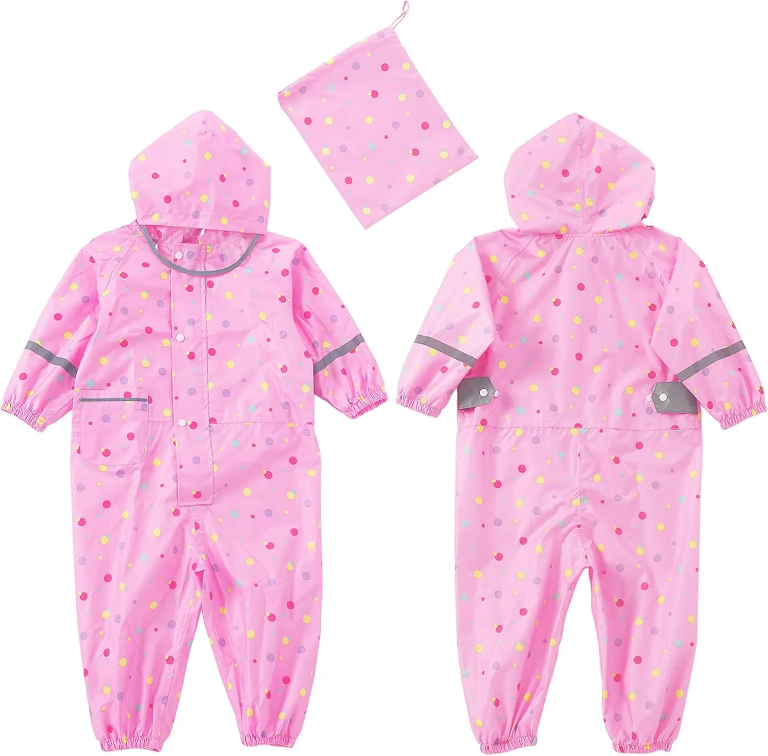 Fewlby Kids Toddler Rain Suit for boys girls One Piece Hoodie Zipper Waterproof Rain Jacket 1-10 years S-XXL Size