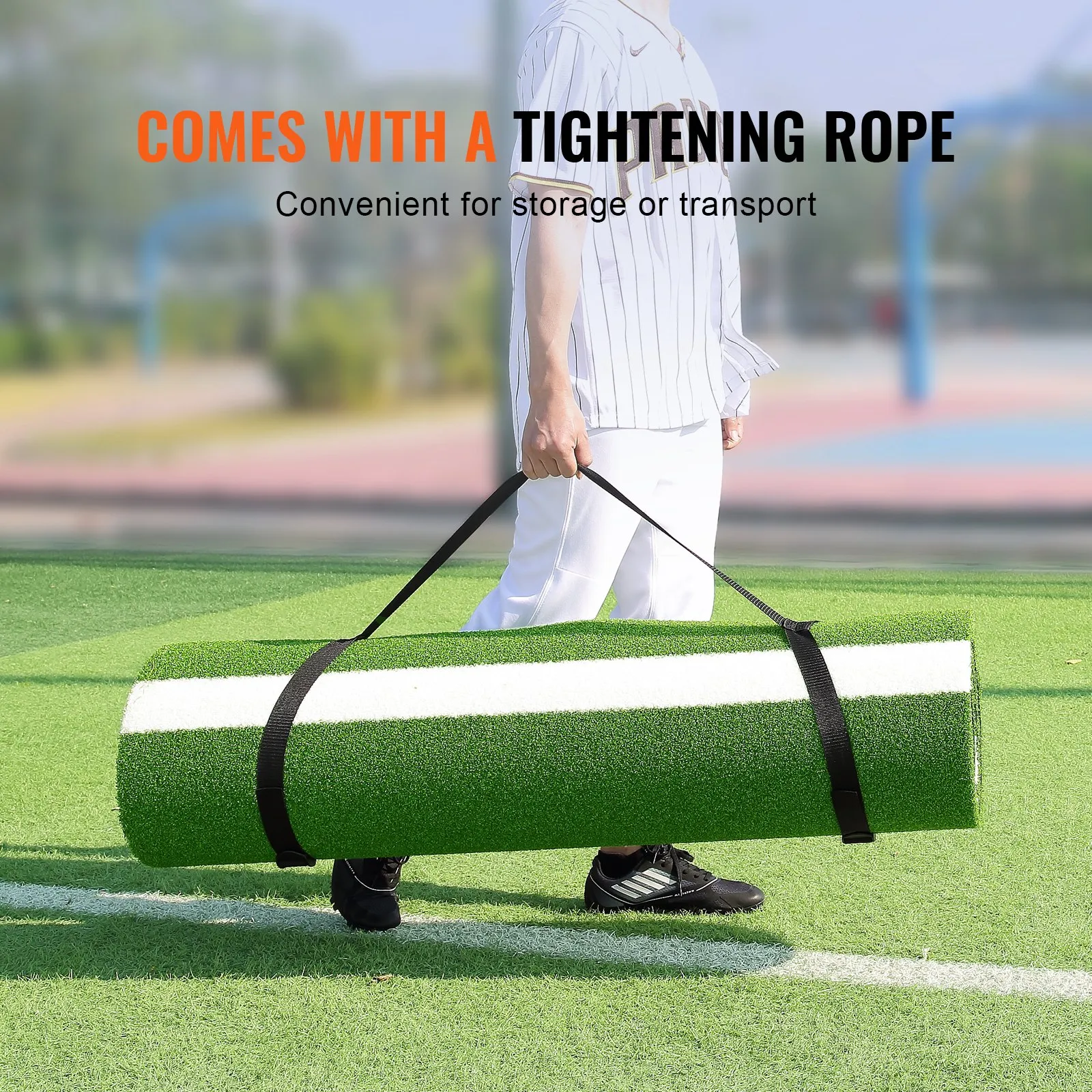 (FINAL PRICES ARE LOWER ON OUR SITE!) VEVOR Baseball Softball Hitting Batting Mat, 10' x 3.8' Indoor/Outdoor Softball Mat, Lined & Foam Backing Anti-Slip Anti-Fade Softball Training Aid, Portable Practice Mat with Tightening Rope, Green