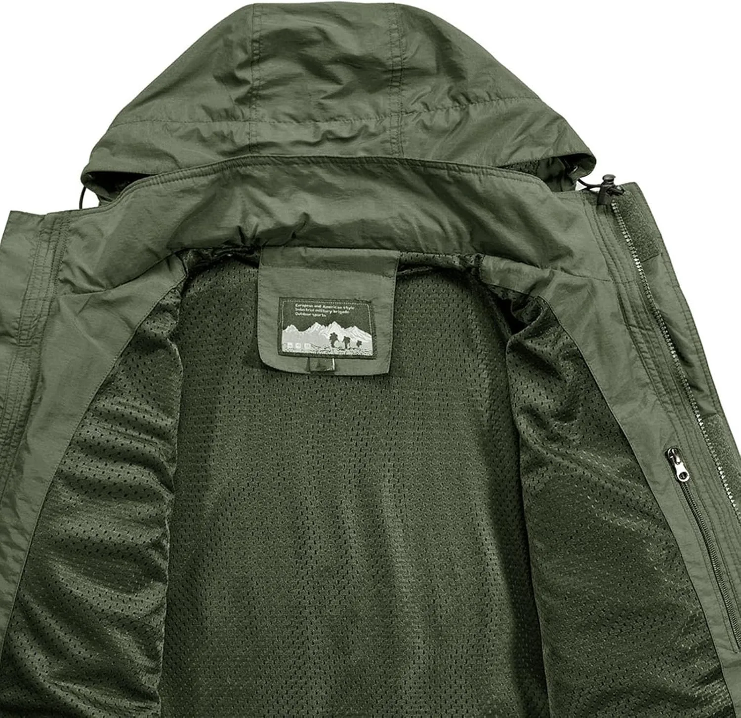Finelylove Men's Tactical Jacket Military Waterproof Rain Jacket Breathable Hooded Windbreaker Raincoat Multi Pockets