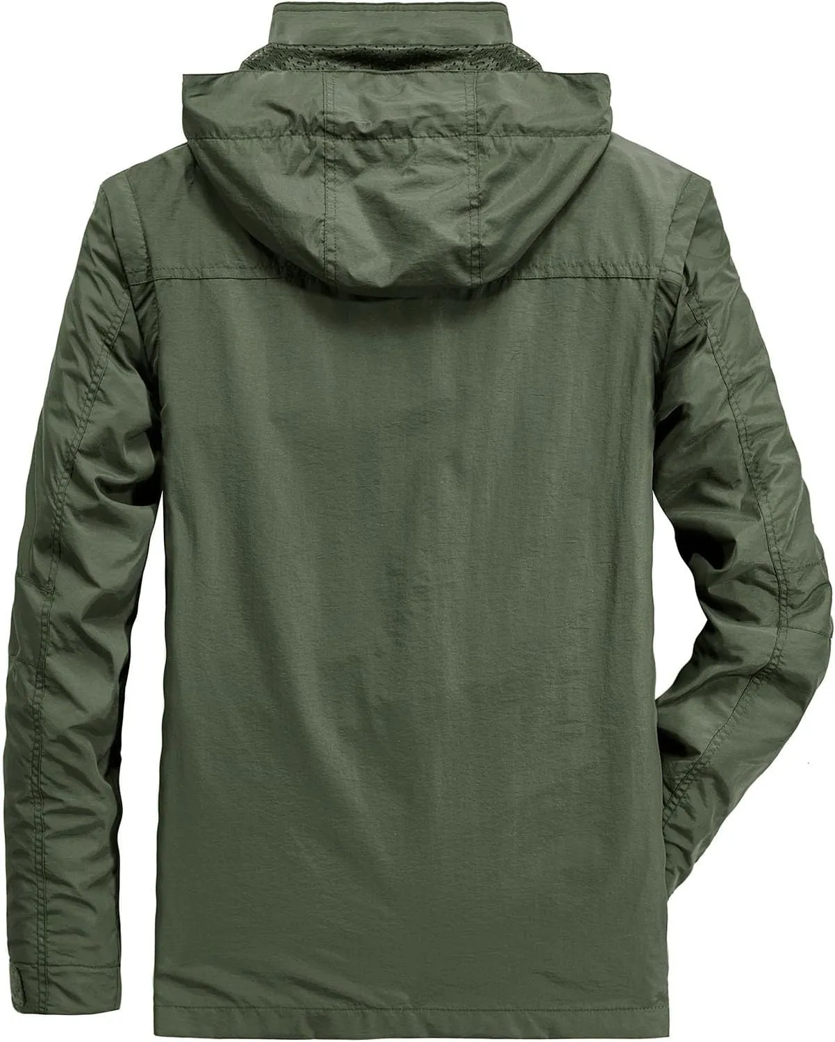 Finelylove Men's Tactical Jacket Military Waterproof Rain Jacket Breathable Hooded Windbreaker Raincoat Multi Pockets
