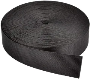 Flat Nylon Webbing Strap, 1 Roll 10 Yards 2 Inch Wide Polypropylene Heavy Straps for Bags, Canoe Seat, Slings, Outdoor Climbing and DIY Making Luggage Strap, Pet Collar, Backpack Repairing (Black)