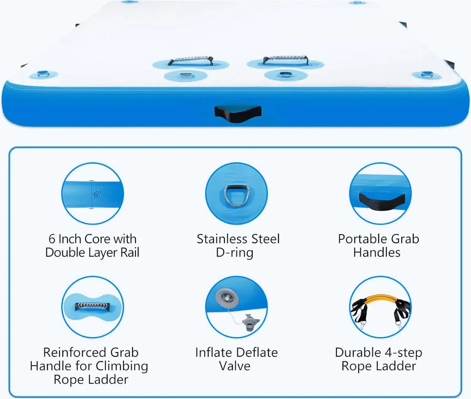 Floating Dock Water Platform, Multi-People Inflatable Water Mat Swim Docks, Inflatable Dock Raft for Lake/Boat/Island/Pool