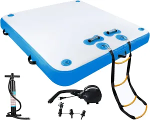 Floating Dock Water Platform, Multi-People Inflatable Water Mat Swim Docks, Inflatable Dock Raft for Lake/Boat/Island/Pool