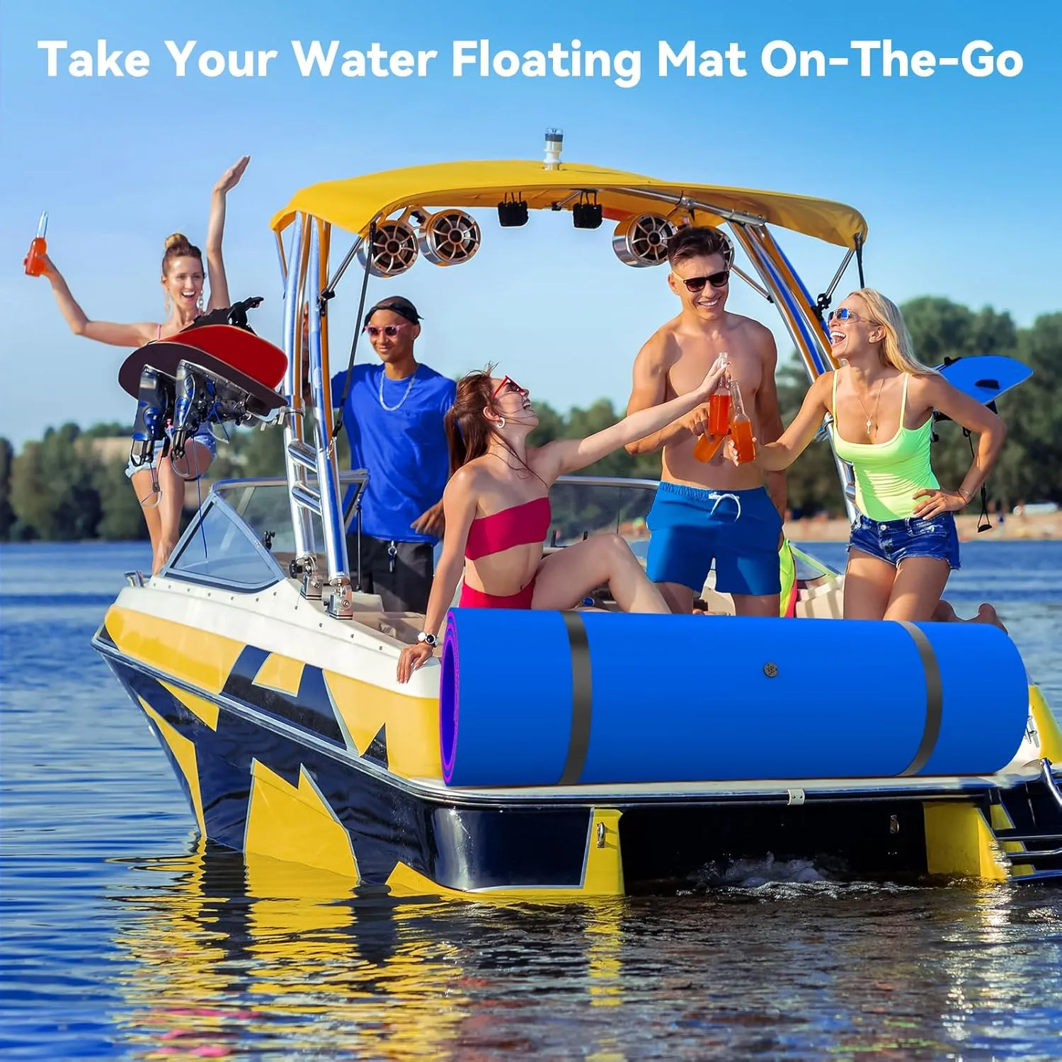 Floating Water Mat, 9/12/18Ft Lily Pad Floating Mat, Tear-Resistant Family Water Lake Mat, 3-Layer Portable XPE Foam Mat for Adults and Pets, Used in Beach, Ocean, Pool