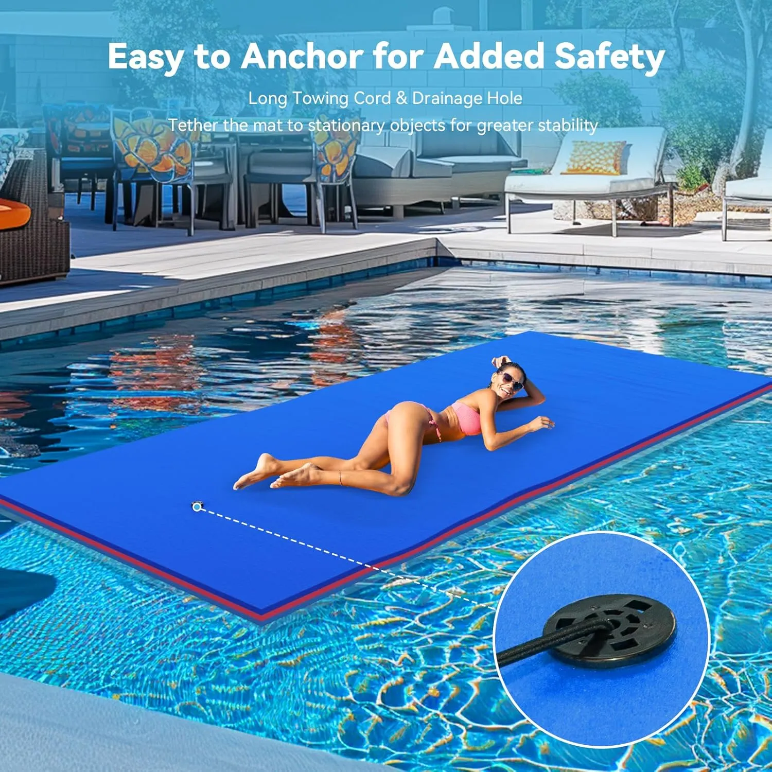 Floating Water Mat, 9/12/18Ft Lily Pad Floating Mat, Tear-Resistant Family Water Lake Mat, 3-Layer Portable XPE Foam Mat for Adults and Pets, Used in Beach, Ocean, Pool