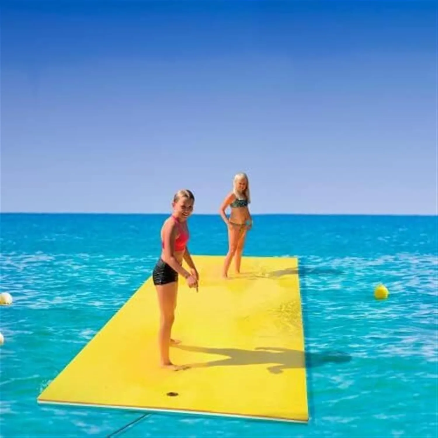 Floating Water Pad,Water Foam Mat with Rolling Pillow, 3-Layer Floating Island for Pool River Lake Beach Ocean Water Activities
