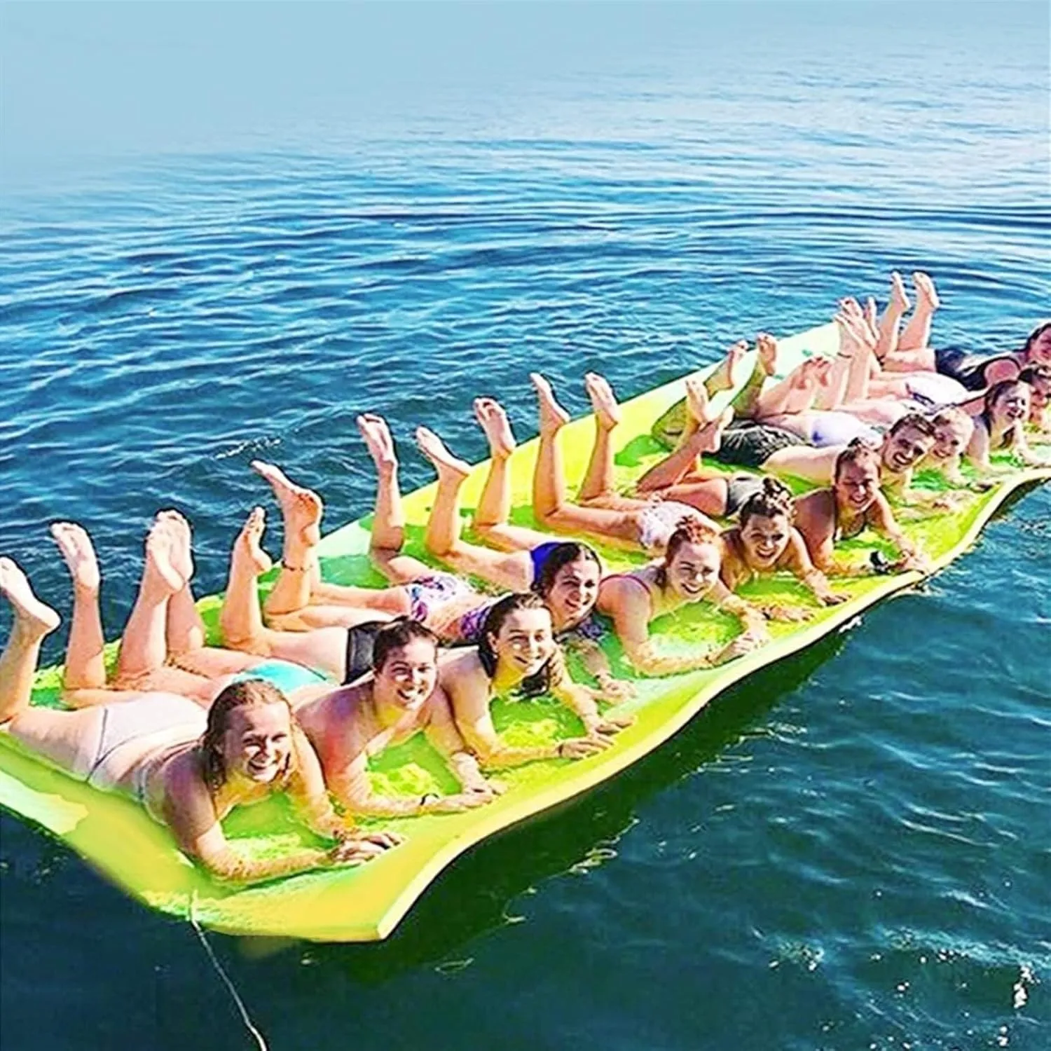 Floating Water Pad,Water Foam Mat with Rolling Pillow, 3-Layer Floating Island for Pool River Lake Beach Ocean Water Activities